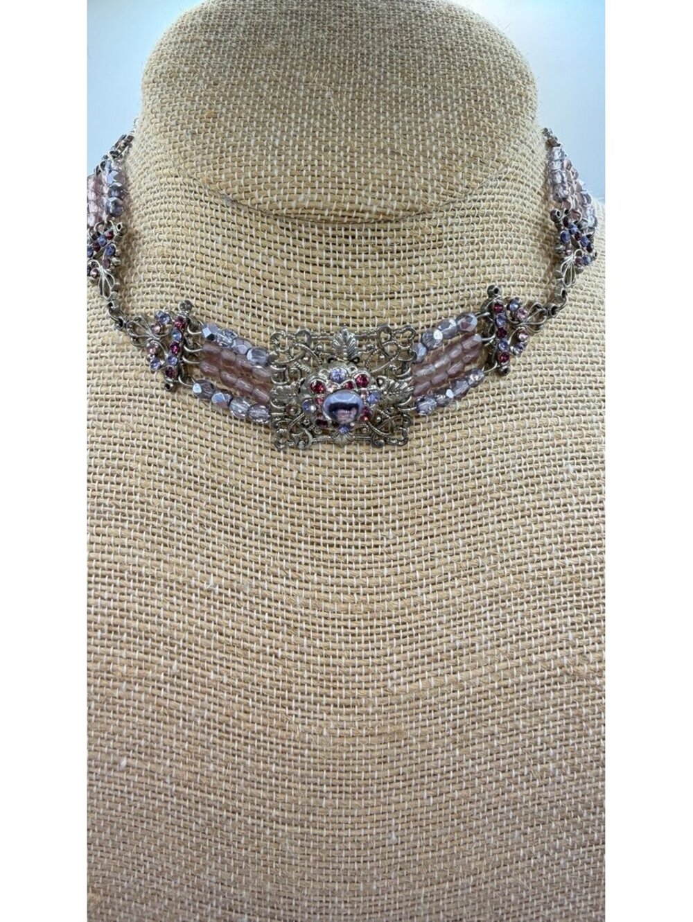 Lavender Crystal & Filigree Choker Necklace | Victorian Beauty